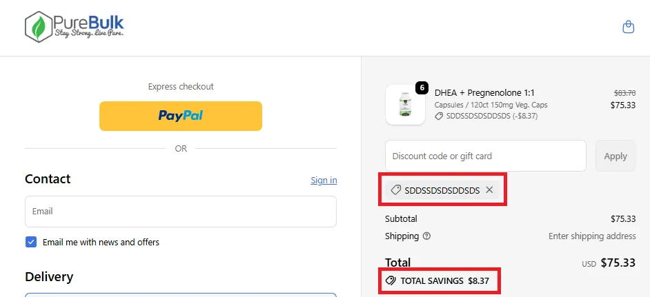 Purebulk 10% off coupon code